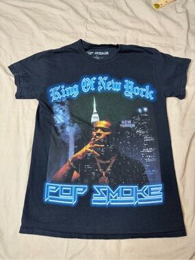 Pop Smoke Official Rap Merch King Of New York Graphic T-Shirt Black Small